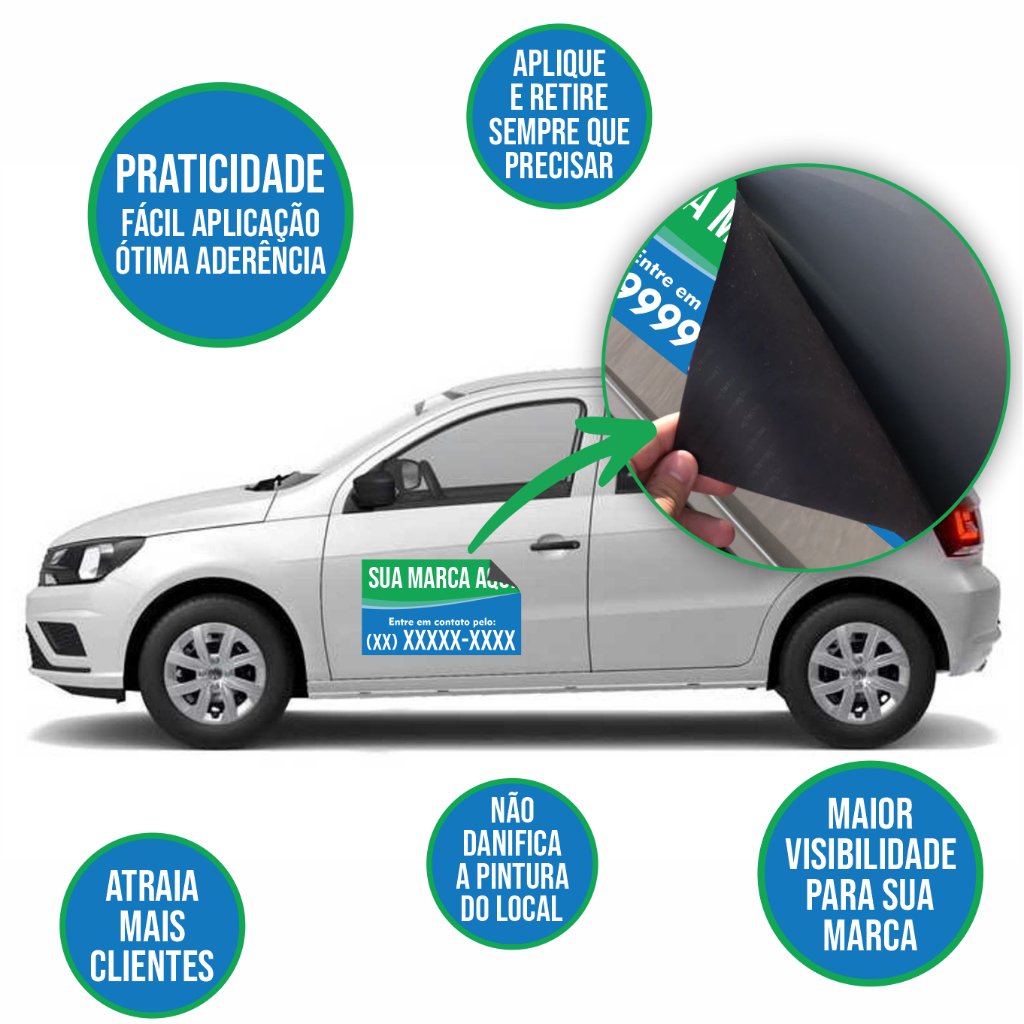 Adesivo Imã Porta De Carro Personalizado Logomarca Empresa 50x30