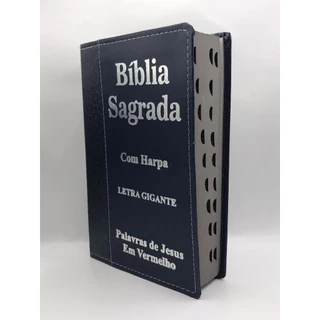 Bíblia Sagrada Tamanho Grande Com Harpa Palavras de Jesus em vermelho Faixa Azul
