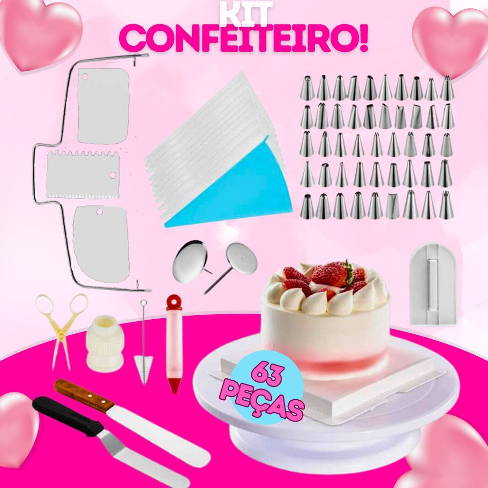 Kit Confeiteiro Profissional Completo Nivelador De Bolos Sacos E Bicos De  Confeitar 36 Peças - Meu Canto Shop