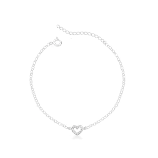 Pulseira de Coração Cravejado Vazado Em Prata 925