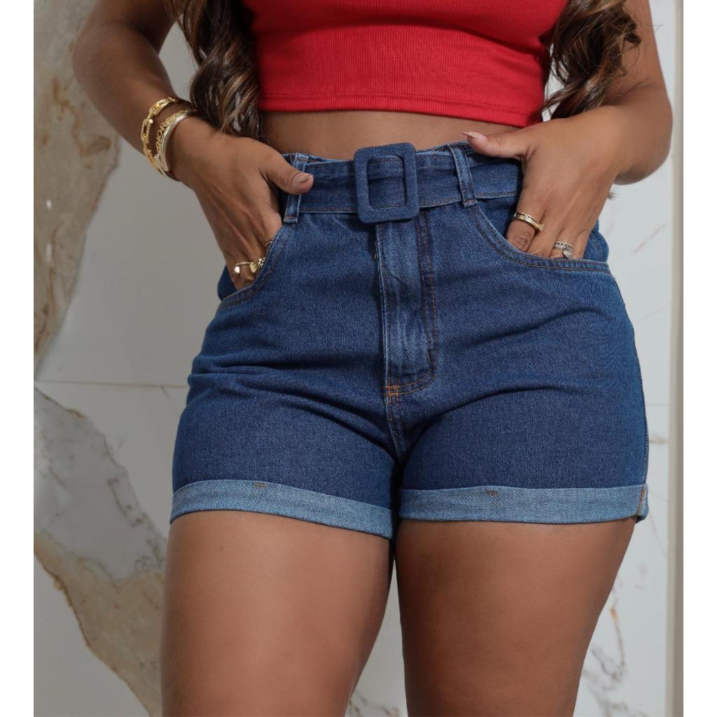 Shorts jeans com cinto 2024 jeans