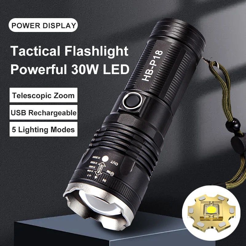 Lanterna Tática Laser Branco Alta Potência 4500mAh Zoom Telescópico 3km Ultra-Longo Alcance