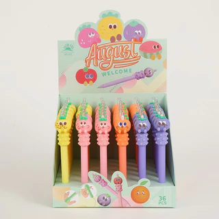 Caneta Esferográfica de click com Tinta em Gel Preta de Frutas caneta de massageador