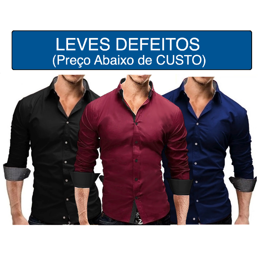 Camisa Social Masculina Slim com LEVES DEFEITOS, Modelos com LYCRA/ELASTANO - Preço de Custo