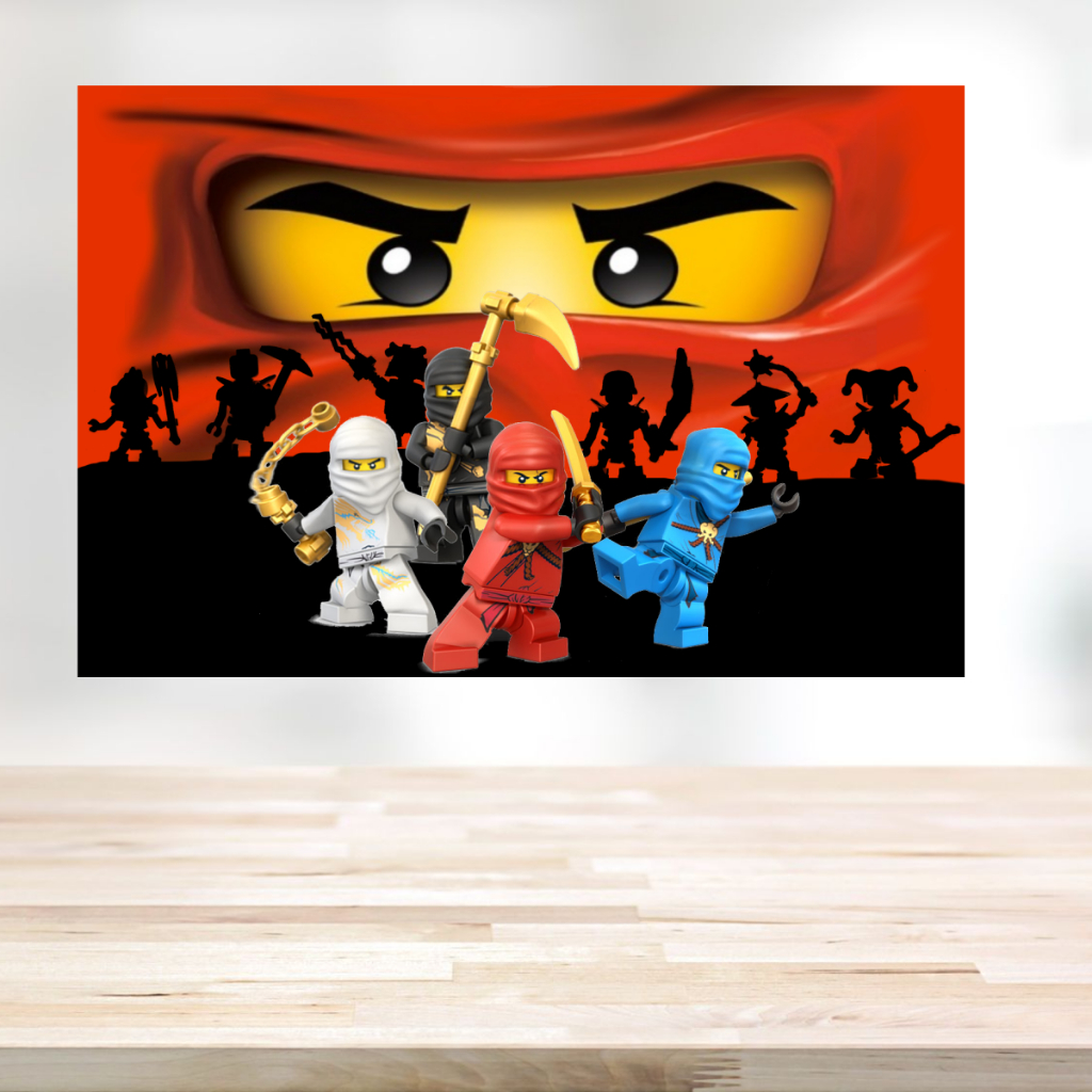 Painel Redondo 1,5x1,5m Ninjago Ninjas Luta Desenho Infantil