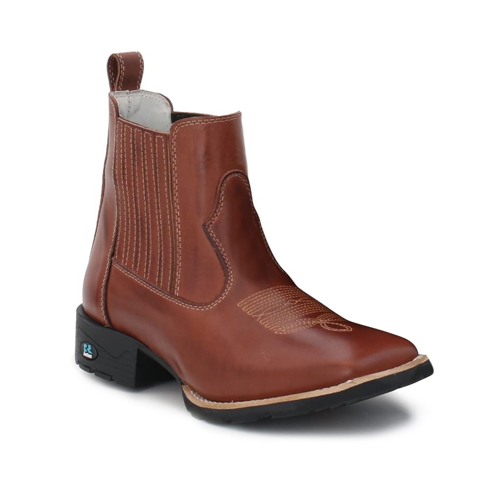 Botina Masculina Bota Country Texana Bico Quadrado Couro Legitimo Cano ...
