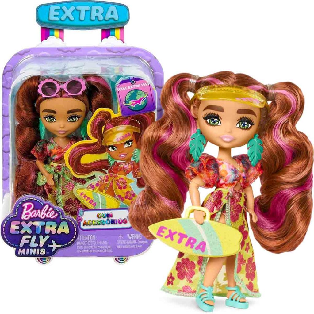 Boneca Barbie Extra Mini Roupa Xadrez Mattel - Fátima Criança