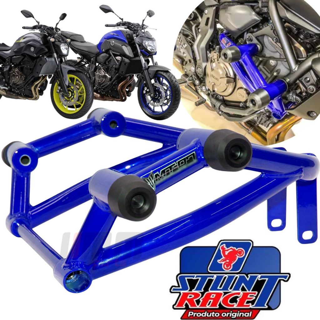 Protetor MT 07 Stunt Cage Slider Gaiola Motor e carenagem Original Stunt Race Yamaha MT07 2015 a 2024 - AZUL