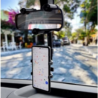suporte espelho retrovisor central para celular extensível giro 360º