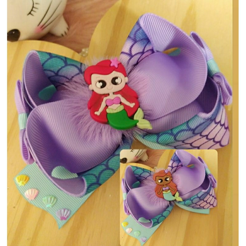 Laço Temático Infantil da Sereia Ariel/ Bico de pato ou Faixa