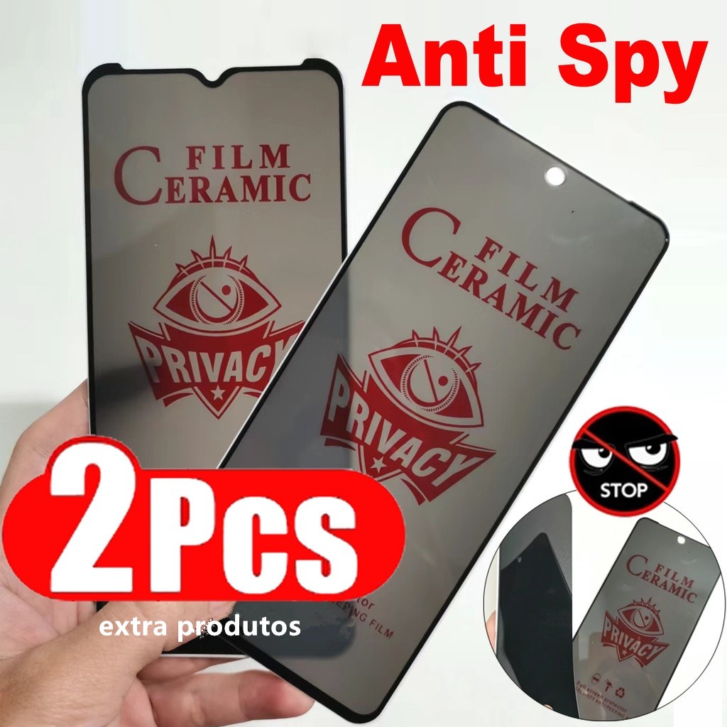 KIT 2 Película Cerâmica FOSCA e PRIVACIDADE para Iphone Anti Oleosidade e Anti Curioso 15 Pro Max 14 13 12 11 X Xs Xr 7 8 Plus