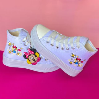 Tênis Infantil Da Minnie Mouse Botinha Escolar Volta As Aulas Criança Branco 26 ao 33