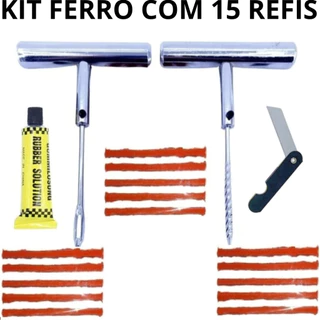 Kit Remendo Ferro Pneu Sem Câmara Carro Moto + 15 Reparos