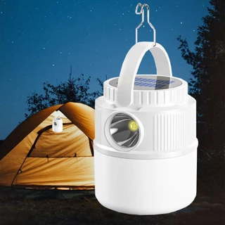Lampião Lanterna Recarregável Solar Usb Farol Luminária Led 3 Modos