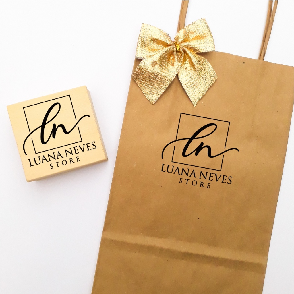 Carimbo Personalizado 7X7cm Logomarca Logo para Sacola Kraft Tag ...