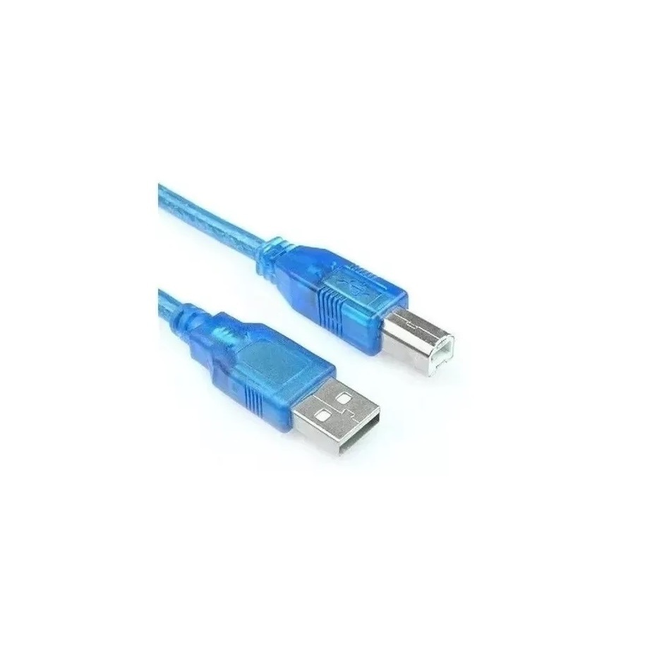 Cabo Usb Padrão A/b 50 Cm Azul Para Arduino Uno Mega