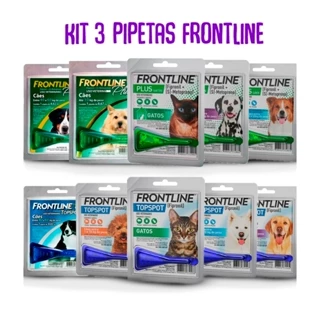 Antipulgas e Carrapatos Frontline Plus e Frontline TopSpot para Cães e Gatos Adultos e Filhotes - Com 3 pipeta