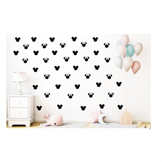 72 ADESIVOS DE PAREDE MICKEY E MINNIE 4,5CM PRETO