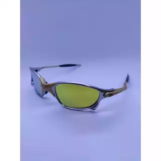Oculos de Sol Juliet 24K Lupa Polarizado Pinado X Metal Penny Doublex Juju Dourado Armação todo em Ferro