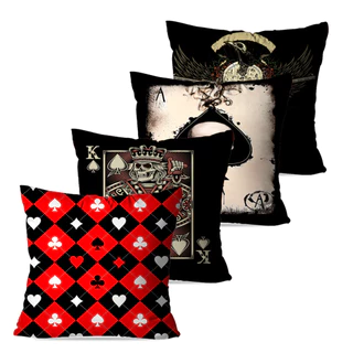 Kit 4 Capas de Almofadas Decorativas Caveira Black