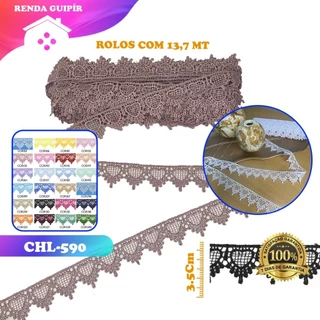 Renda Guipir CHL-590 - 3.5 Cm - Rolo C/13.7 Metros