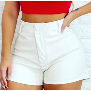 Shorts Plus Size Feminino Basico Bolso Blogueira Alfaiataria
