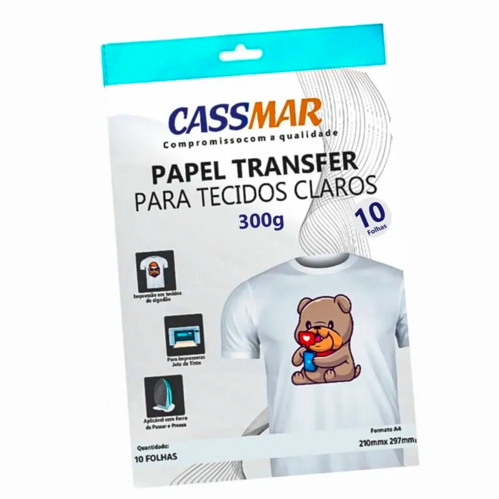 Papel Transfer Jato De Tinta A4 Tecidos Claros 300g/m² 10fls | Shopee ...