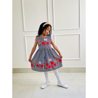 hahuha Vestido infantil para meninas de 5 anos Rockabilly sólido curto para  festa retrô roupas vintage manga swing 7-12 anos 