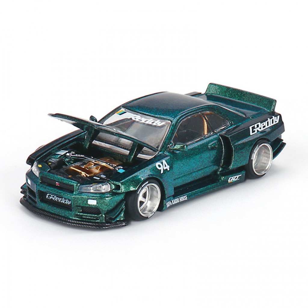 Mini GT MGT00531-R 531 1 / 64 NISSAN SKYLINE GT-R R34 TOP SEGREDO BAYSIDE  AZUL RHD DIECAST ESCALA MODELO CARRO