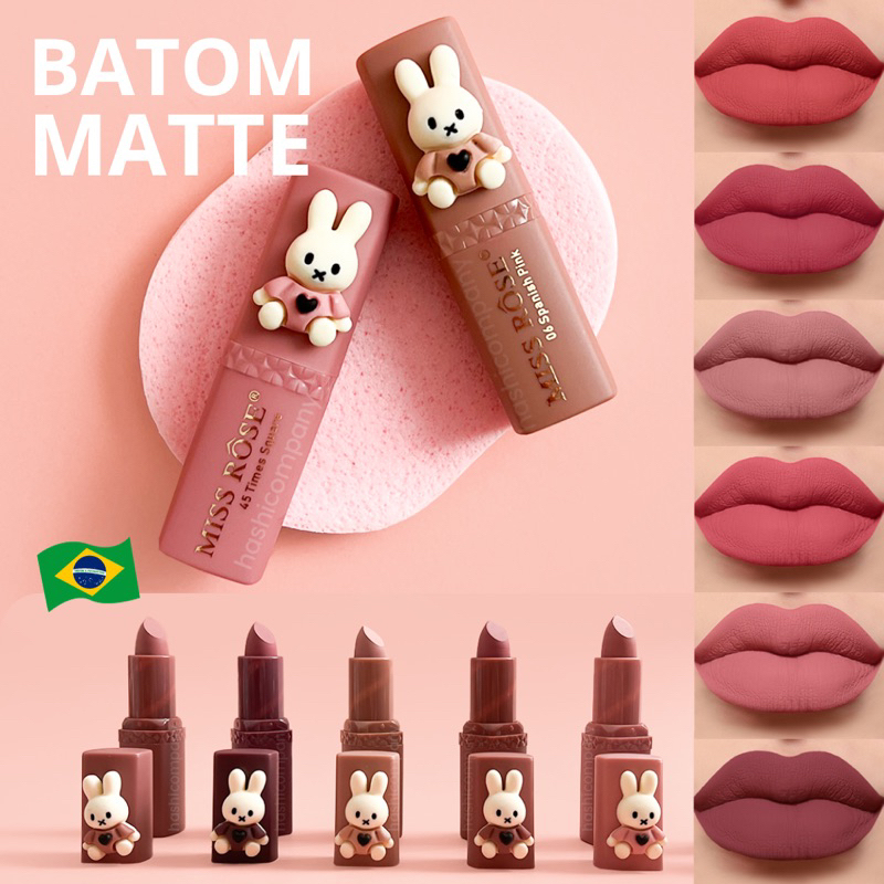 Batom Matte Nude Rosa Fofo Viral Importado Maquiagem Boca Lábios Shopee Brasil