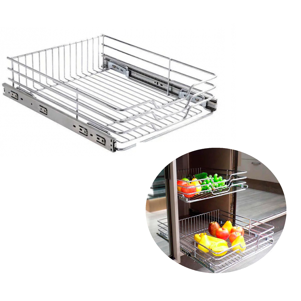 GAVETA FRUTEIRA ENTRANCE MODULO 300MM CROMADA COM TRILHOS 270X110X450MM JOMER