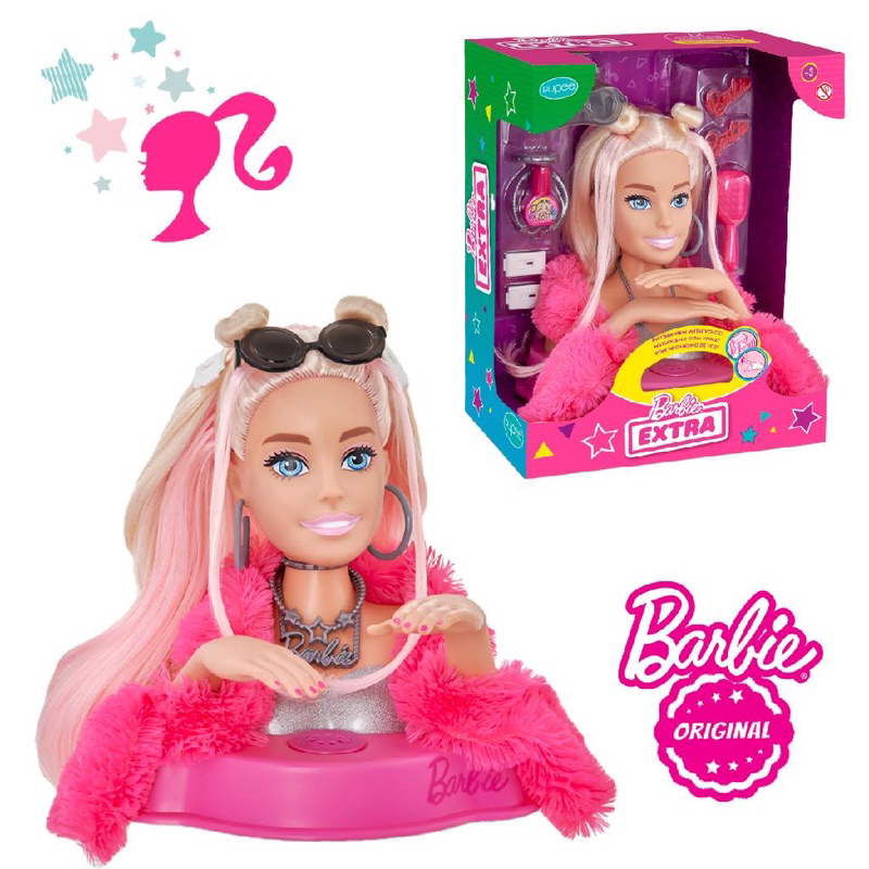 Boneca Barbie Busto Extra Styling Head Fala 12 Frases C/ Esmalte e Acessorios Original