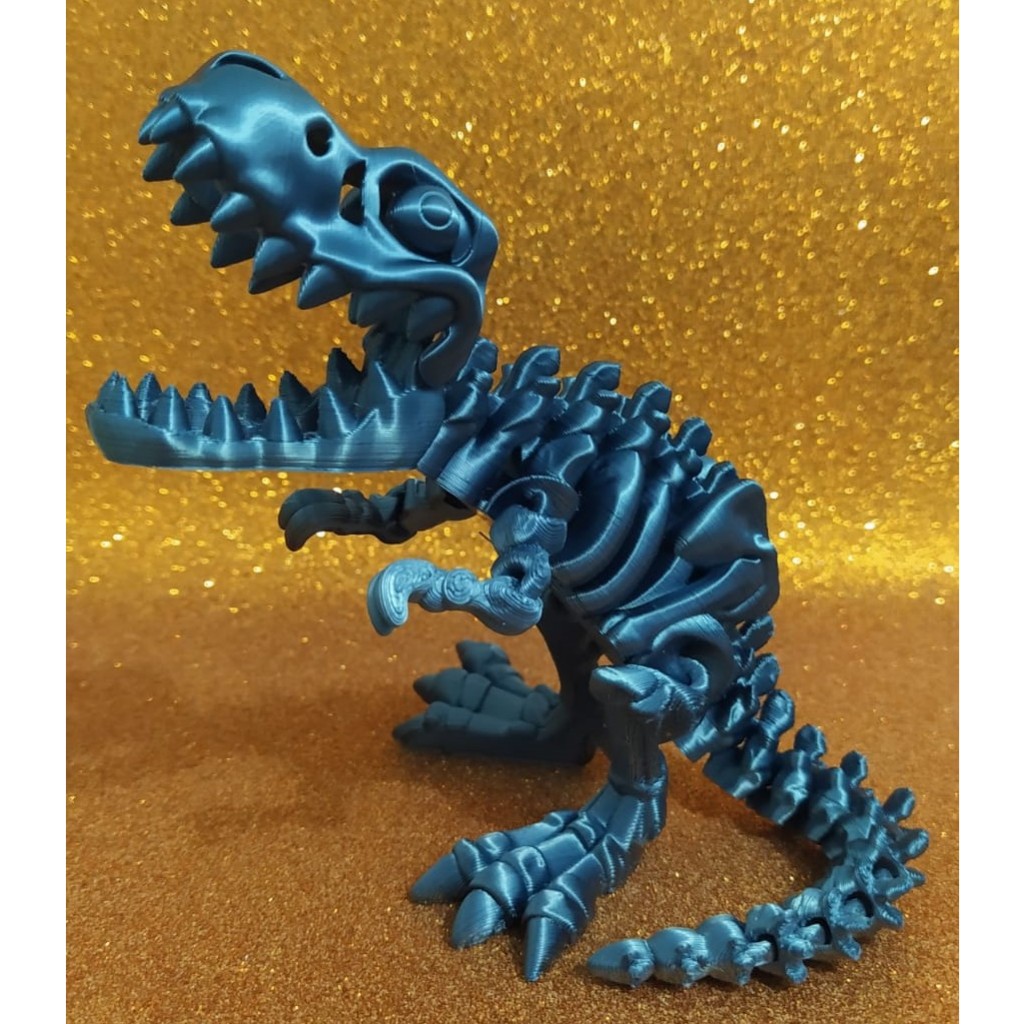 Dinossauro Esqueleto T-Rex Articulado - Base Flexi Toy Dino Tiranossauro Rex com Osso Coleção Flexi Toy