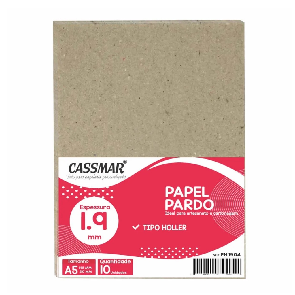 Papel Para Cartonagem Pardo Tipo Holler 1,9mm A5 10un