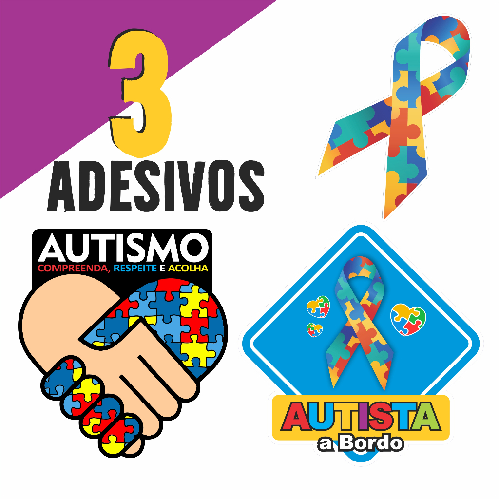 3 Adesivos autismo mãos, autista a bordo, simbolo adesivo sticker ...