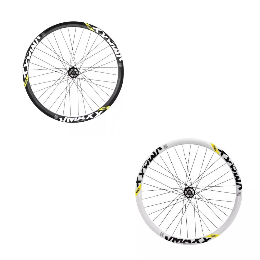 RODA MONTADA Vzan Vmaxx Aro 26 Montado Parede Dupla Reforçado Dh Paredão Para Freio A Disco BRANCO/PRETO