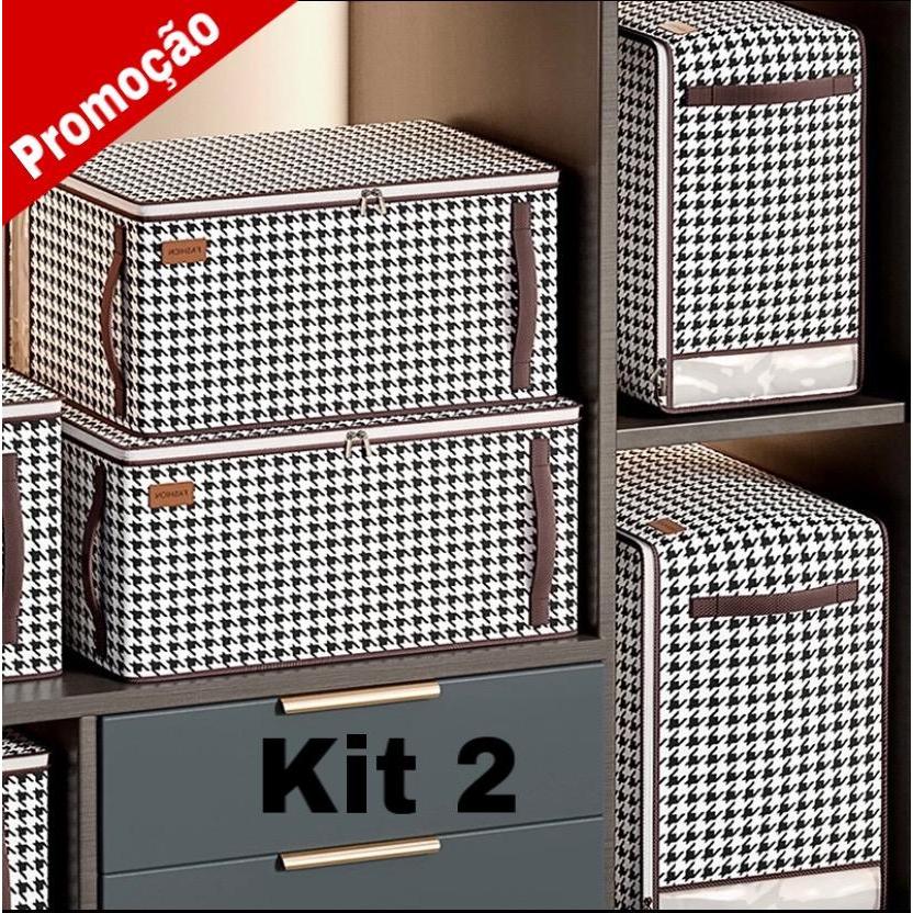 kit 2 peças Organizador de guarda roupa caixa organizadora flexível Closet Roupa Cobertor Armário