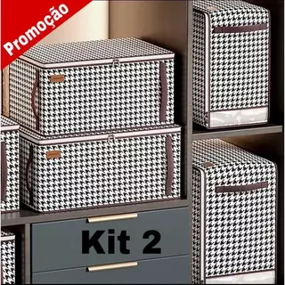 kit 2 peças Organizador de guarda roupa caixa organizadora flexível Closet Roupa Cobertor Armário