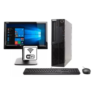 pc computador completo wi-fi lenovo intel core monitor 19` kit teclado mouse e cabos