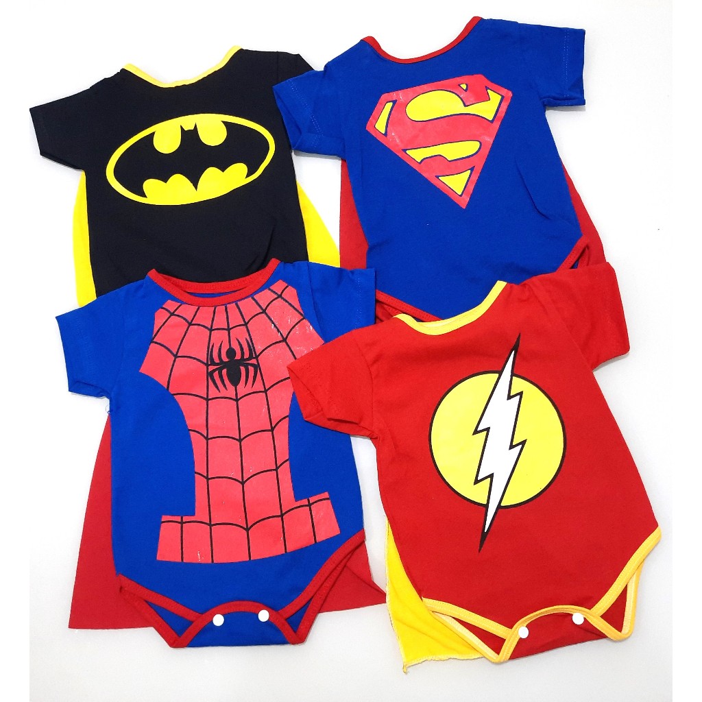 Body Herois para bebe com Capa Tematico Personagens Mesversario Super Herois Batman Flash Superman Homem Aranha Marvel DC 0 a 3 meses Shopee Brasil