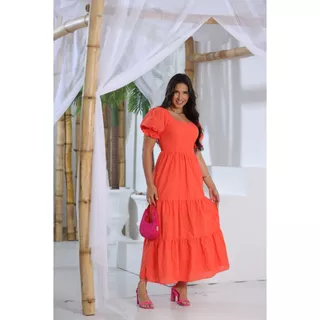 Vestido Laise Longo com Manga