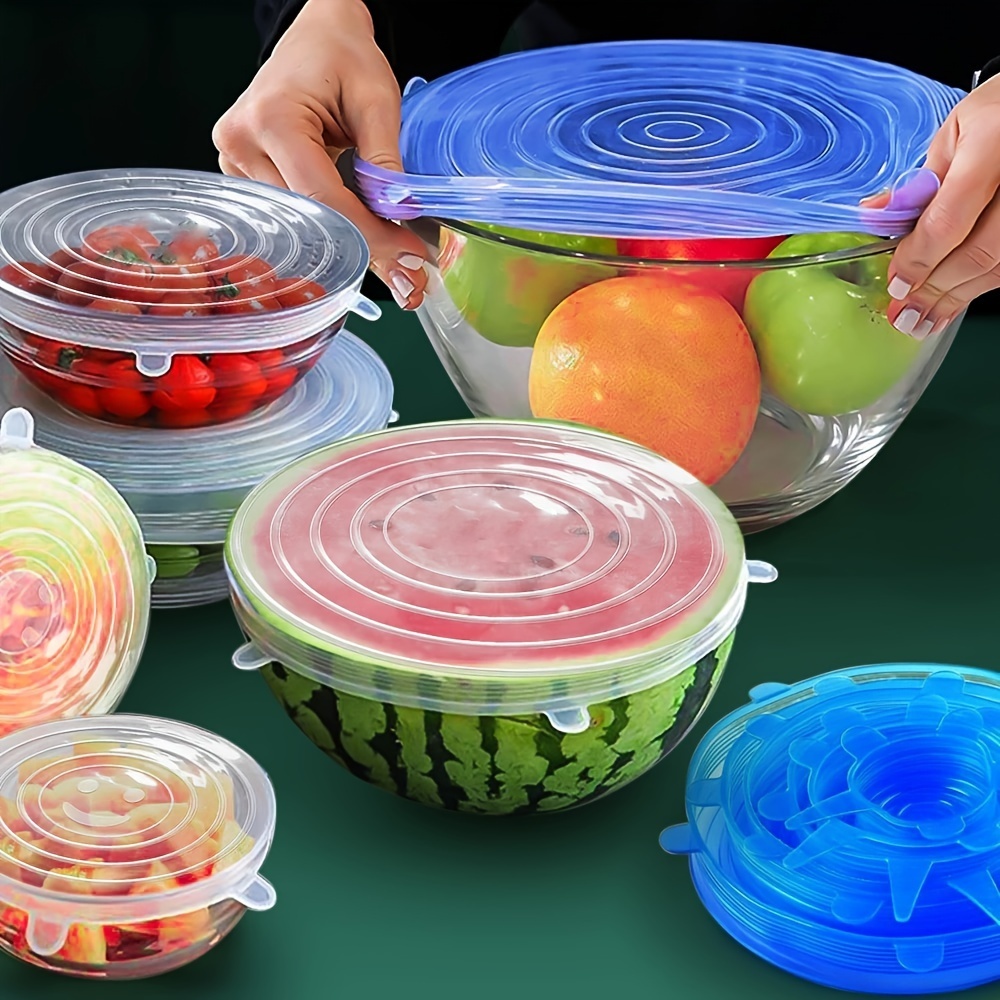 Imagem do produto Kit Conjunto 6pçs Jogo Tampas De Silicone Ajustáveis ​​Potes Universal Reutilizáveis ​​Bpa Free Stretch Fácil Cozinha 1