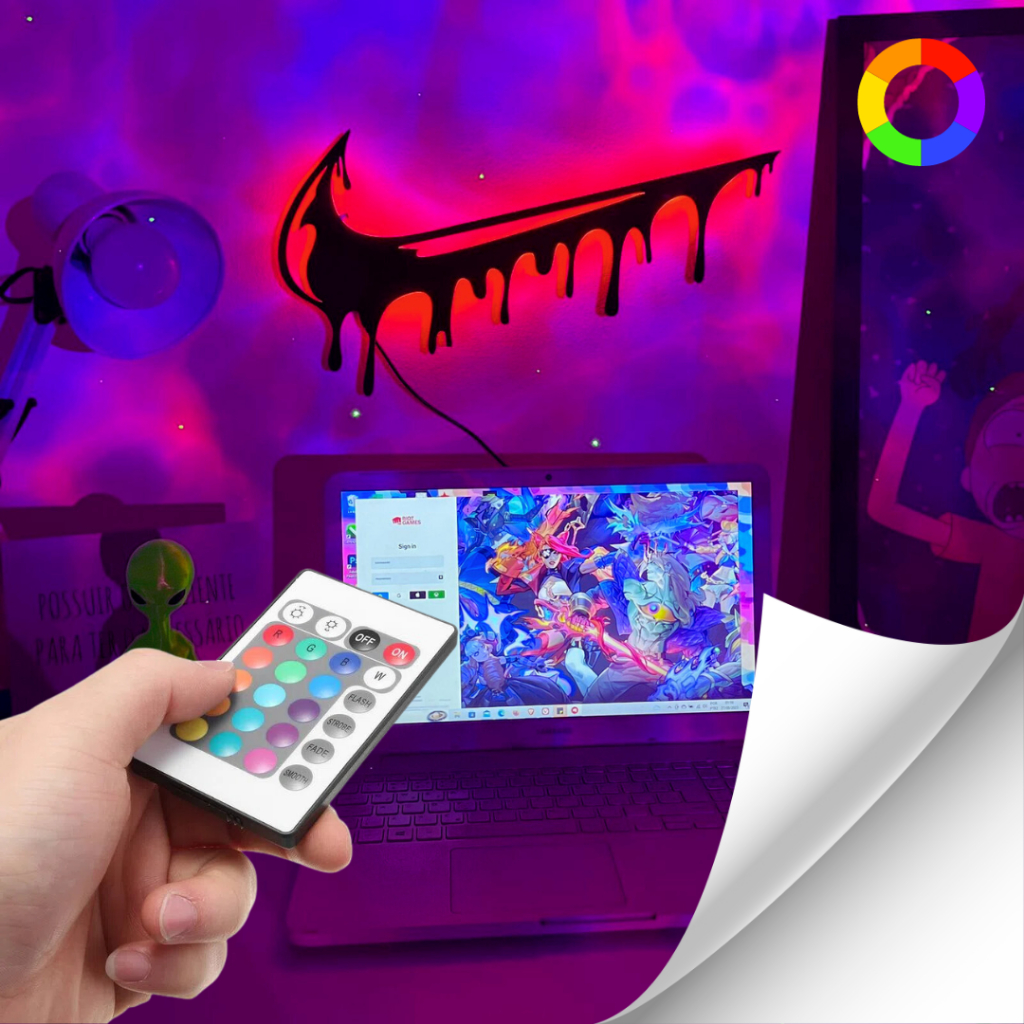 Luminaria Gamer RGB Bluetooth de Parede Geek Led para quarto gamer Setup Led Quadro Led
