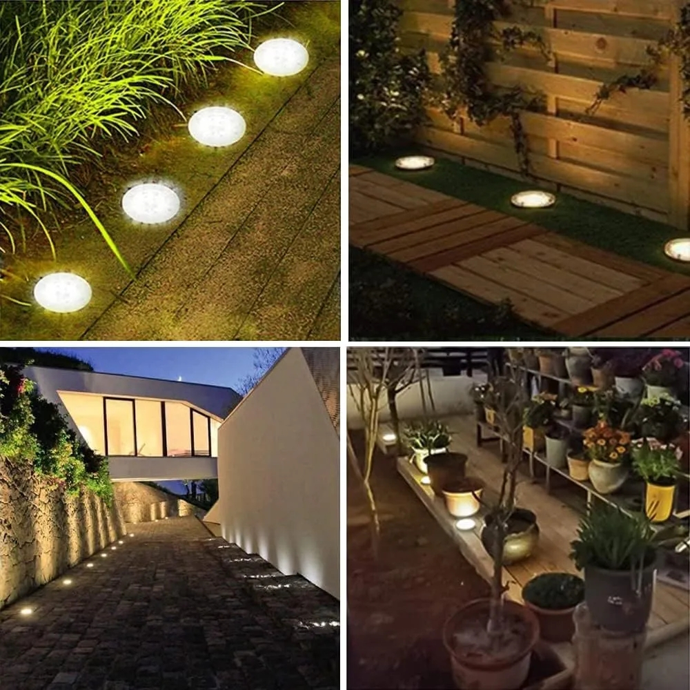 12LED Solar Power Disk Luz Ao Ar Livre Jardim Solar Luz Subterrânea Deck Luz Spotlight Enterrado Solar Led Lâmpada Decoração Do Jardim