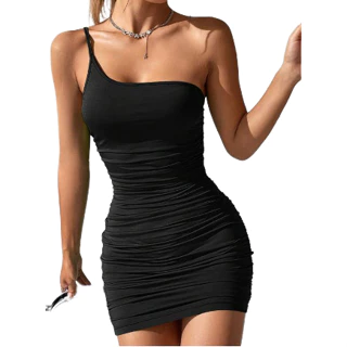 Vestido Feminino Curto de Alcinha Unica Plissado