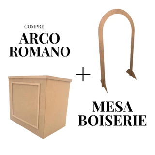 Kit Mesa dobrável Boiserie + Arco Romano desmontável em mdf cru para decoração de festa infantil