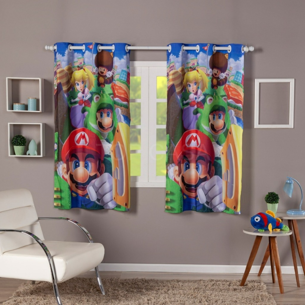 Cortina Quarto Infantil Super Mario Filme - 2,60x1,50