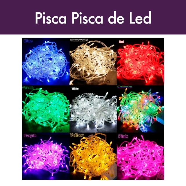 Pisca-Pisca Led Decoração Natalina - 100Leds - Rosa Colorido 110 e 220V