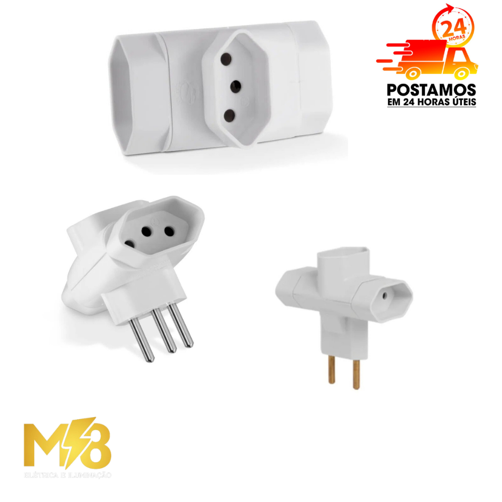 Adaptador Te Triplo Benjamin Tê Padrão Inmetro para Tomada 10a Pino ...