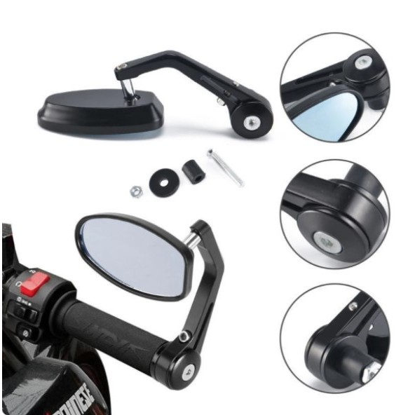 Retrovisor Espelho Moto Bike Oval Ponta Guidão Cafe Racer Chopeer Alumínio
